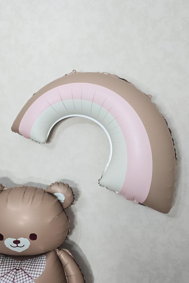 Retro Pembe Gökkuşağı Folyo Balon Retro Gökkuşağı Balon Büyük Boy - 3