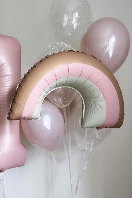 Retro Pembe Gökkuşağı Folyo Balon Retro Gökkuşağı Balon Büyük Boy - 4