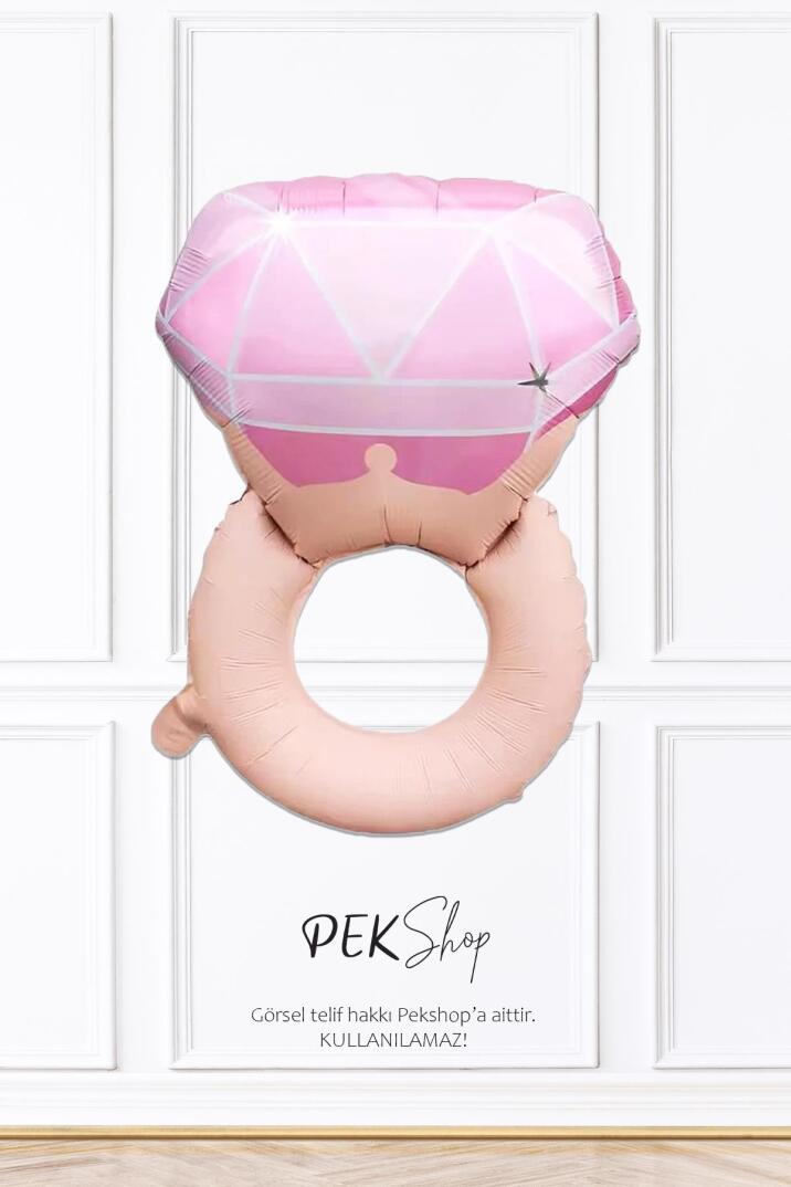 Retro Pembe Tek Taş Yüzük Folyo Balon Bekarlığa Veda Bride Parti Balonu - 2