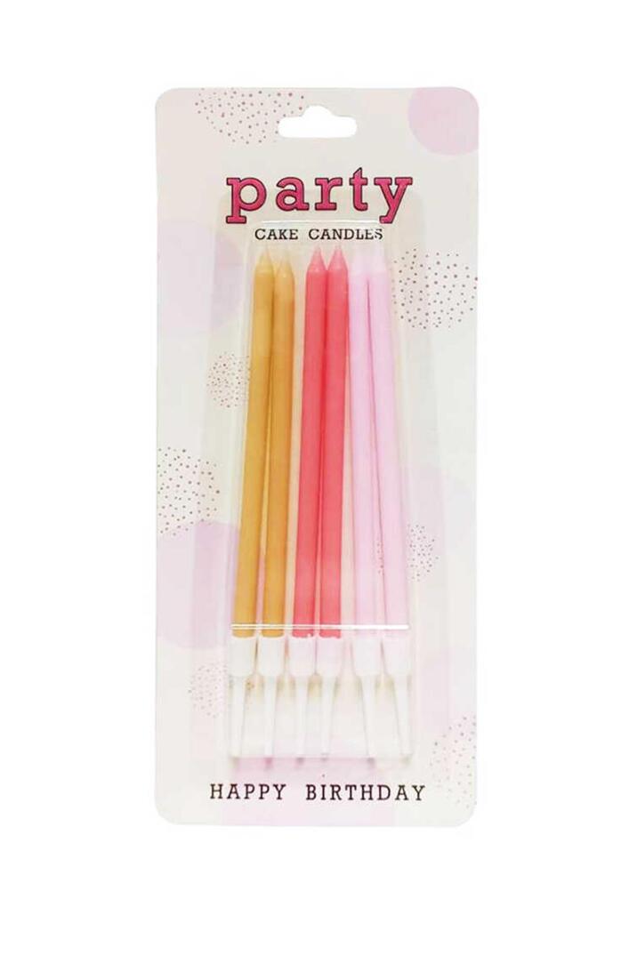 Retro Pembe Tonları Karışık Renk Mum Pasta Mumları 6lı Paket - 2