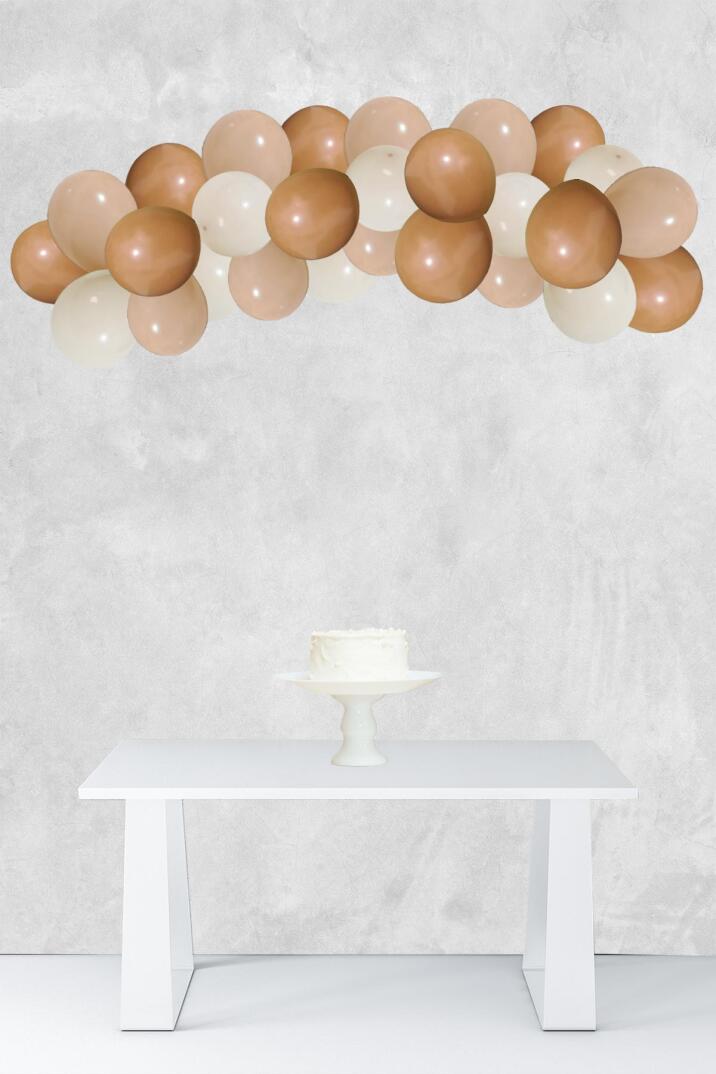 Retro Renkler Balon Zinciri Ten Rengi Deniz Kumu Karamel Kahve Balon Zincir Seti - 1
