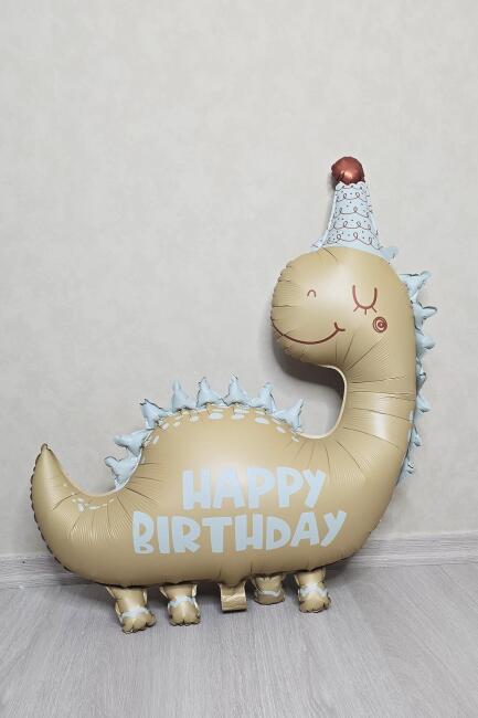 Retro Renkler Dinozor Folyo Balon Happy Birthday Yazılı Kukutelalı Dinazor Doğum Günü Balonu - 4