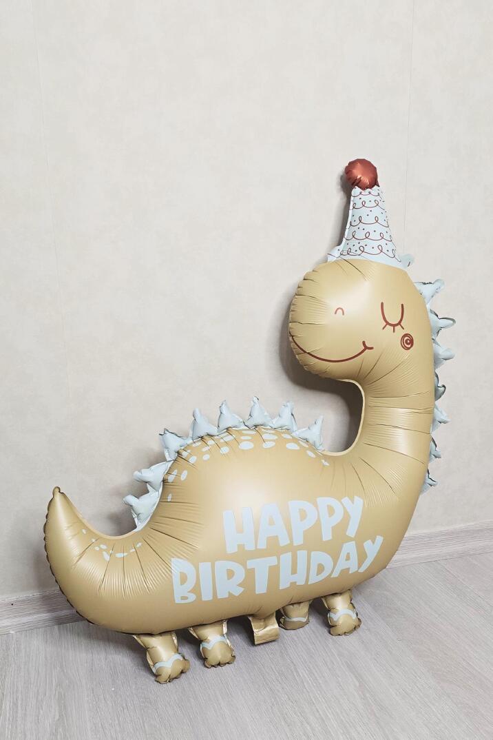 Retro Renkler Dinozor Folyo Balon Happy Birthday Yazılı Kukutelalı Dinazor Doğum Günü Balonu - 5