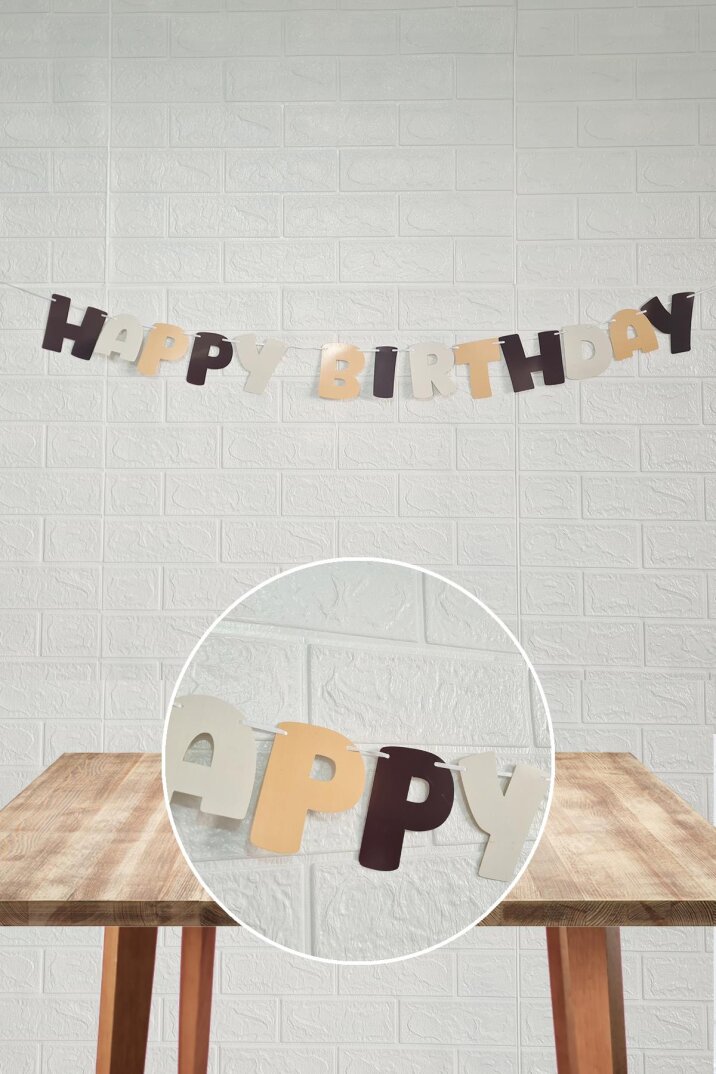 Retro Renkler Happy Birthday Banner Büyük Harfler Retro Doğum Günü Duvar Süsü - 2