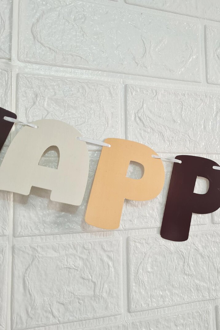 Retro Renkler Happy Birthday Banner Büyük Harfler Retro Doğum Günü Duvar Süsü - 3