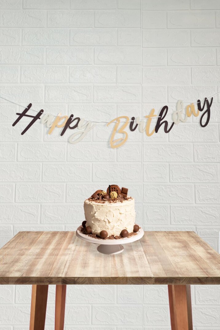 Retro Renkler Happy Birthday Banner Kaligrafi El Yazısı Retro Doğum Günü Duvar Süsü - 1