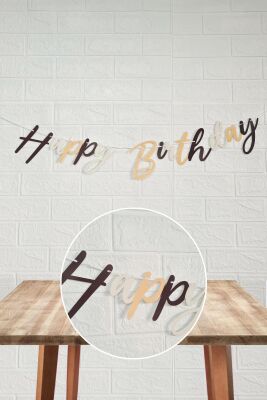Retro Renkler Happy Birthday Banner Kaligrafi El Yazısı Retro Doğum Günü Duvar Süsü - 2
