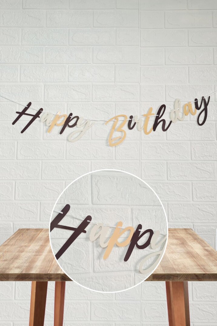 Retro Renkler Happy Birthday Banner Kaligrafi El Yazısı Retro Doğum Günü Duvar Süsü - 2