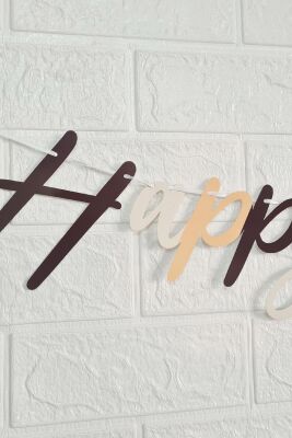 Retro Renkler Happy Birthday Banner Kaligrafi El Yazısı Retro Doğum Günü Duvar Süsü - 3