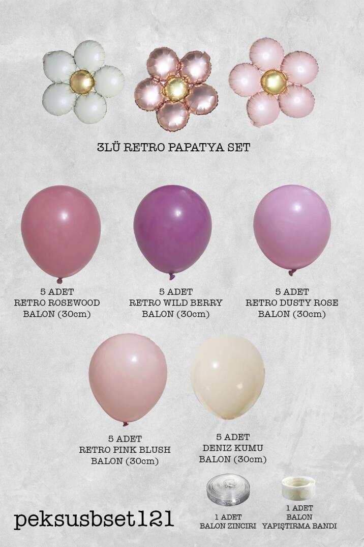 Retro Renkler Papatya Balonlu Balon Zinciri Papatya Konsept Retro Doğum Günü Balonları - 2