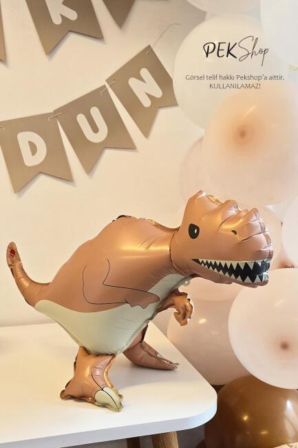 Retro Trex Dinozor Folyo Balon Retro Renkler Dinazor Şekilli Balon 64x41 cm  - 2