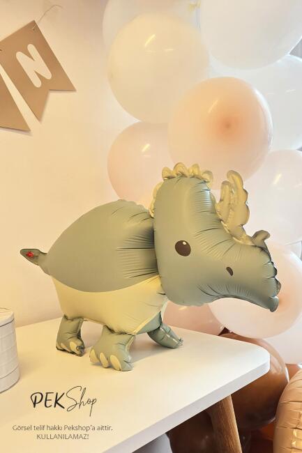 Retro Triceratops Folyo Balon Retro Renkler Dinazor Şekilli Balon 69x41cm - 2