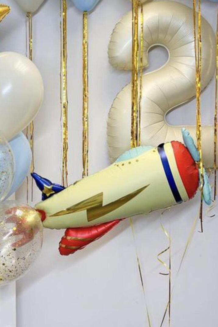 Retro Uçak Folyo Balon Doğum Günü Model Uçak Balon 107cm - 2