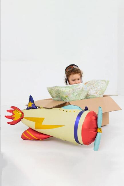 Retro Uçak Folyo Balon Doğum Günü Model Uçak Balon 107cm - 3