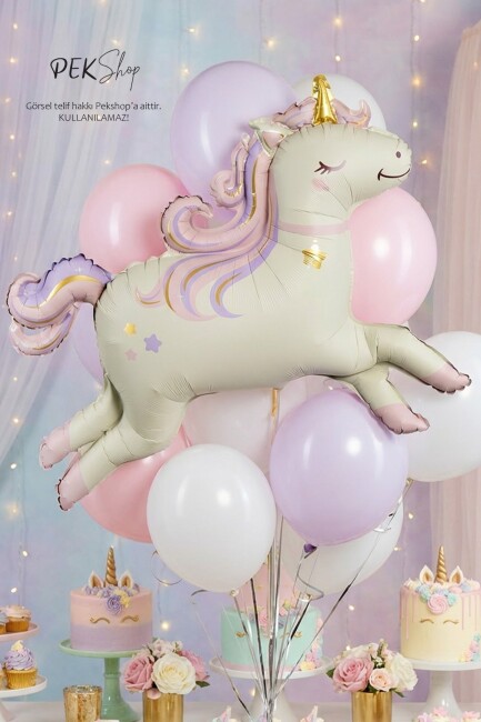 Retro Unicorn Folyo Balon Büyük - 2