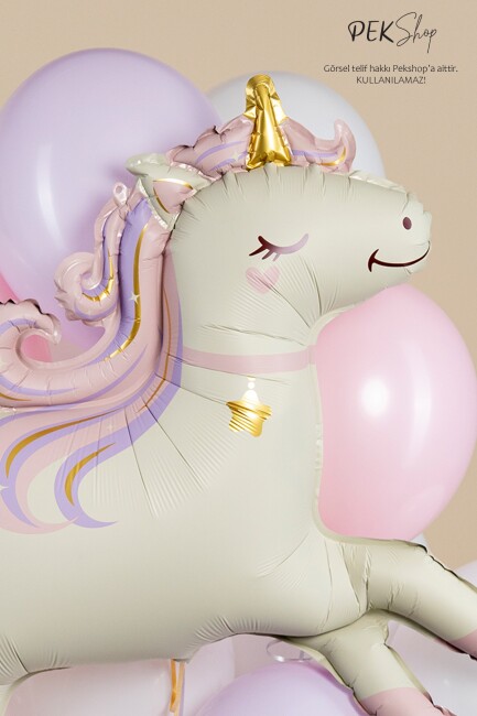Retro Unicorn Folyo Balon Büyük - 3