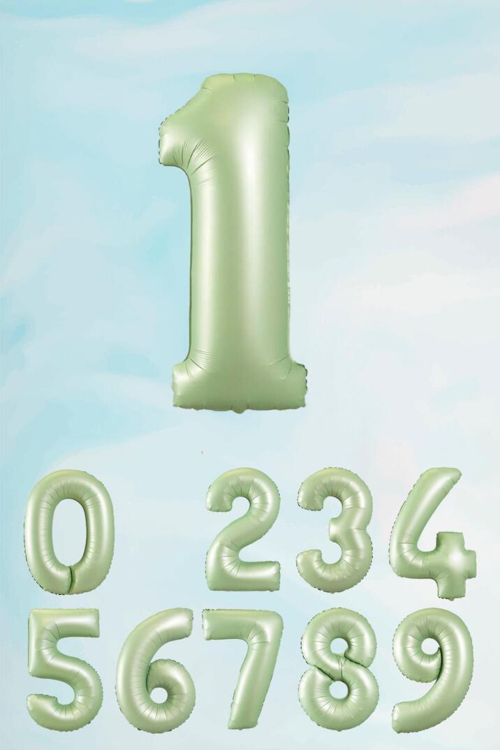 Retro Yeşil Rakam Balon 80 cm Retro Renk Yeşil Yaş Doğum Günü Balonu - 4