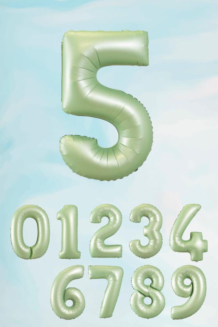 Retro Yeşil Rakam Balonlar 80 cm Retro Renk Yaş Balonları - 6