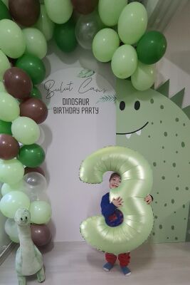 Retro Yeşil Rakamlı Balon Zinciri Seti Retro Yeşil Kahve Renkler Doğum Günü Balonları - 1
