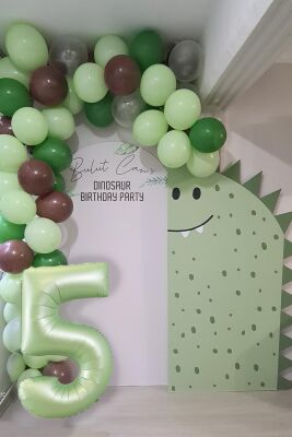 Retro Yeşil Rakamlı Balon Zinciri Seti Retro Yeşil Kahve Renkler Doğum Günü Balonları - 9