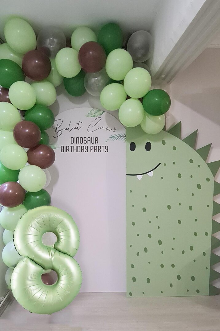 Retro Yeşil Rakamlı Balon Zinciri Seti Retro Yeşil Kahve Renkler Doğum Günü Balonları - 15