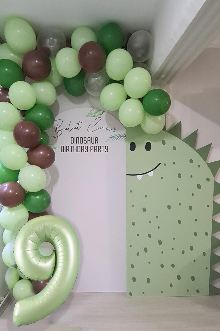 Retro Yeşil Rakamlı Balon Zinciri Seti Retro Yeşil Kahve Renkler Doğum Günü Balonları - 17
