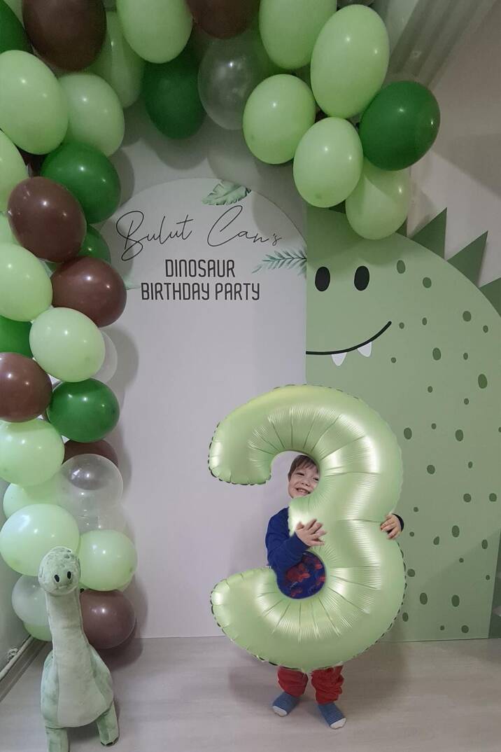 Retro Yeşil Rakamlı Balon Zinciri Seti Retro Yeşil Kahve Renkler Doğum Günü Balonları - 1