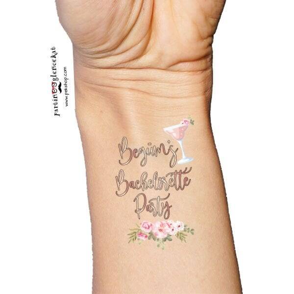 Rose Gold Bachelorette Party İsme Özel Dövme - 1