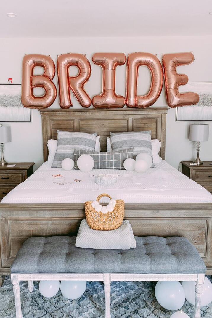 Rose Gold Bride Balon Seti Dev Folyo Balon Seti Bekarlığa Veda Bride To Be Partisi Balonları 100cm - 1