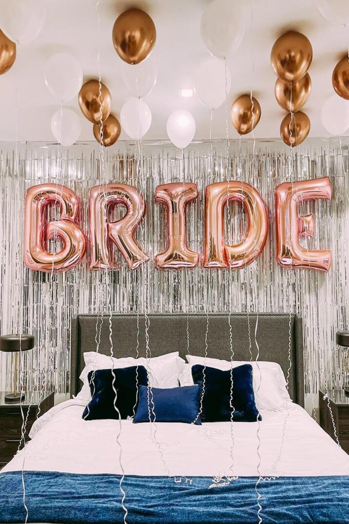 Rose Gold Bride Balon Seti Dev Folyo Balon Seti Bekarlığa Veda Bride To Be Partisi Balonları 100cm - 4