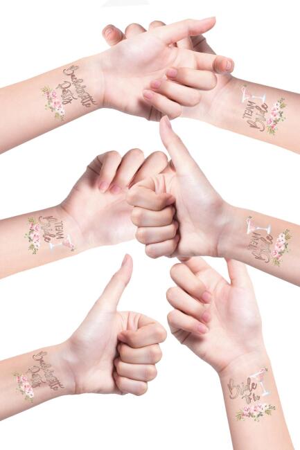 Rose Gold Çiçekli Bekarlığa Veda Gelin Bride Dövme Paketi - 2