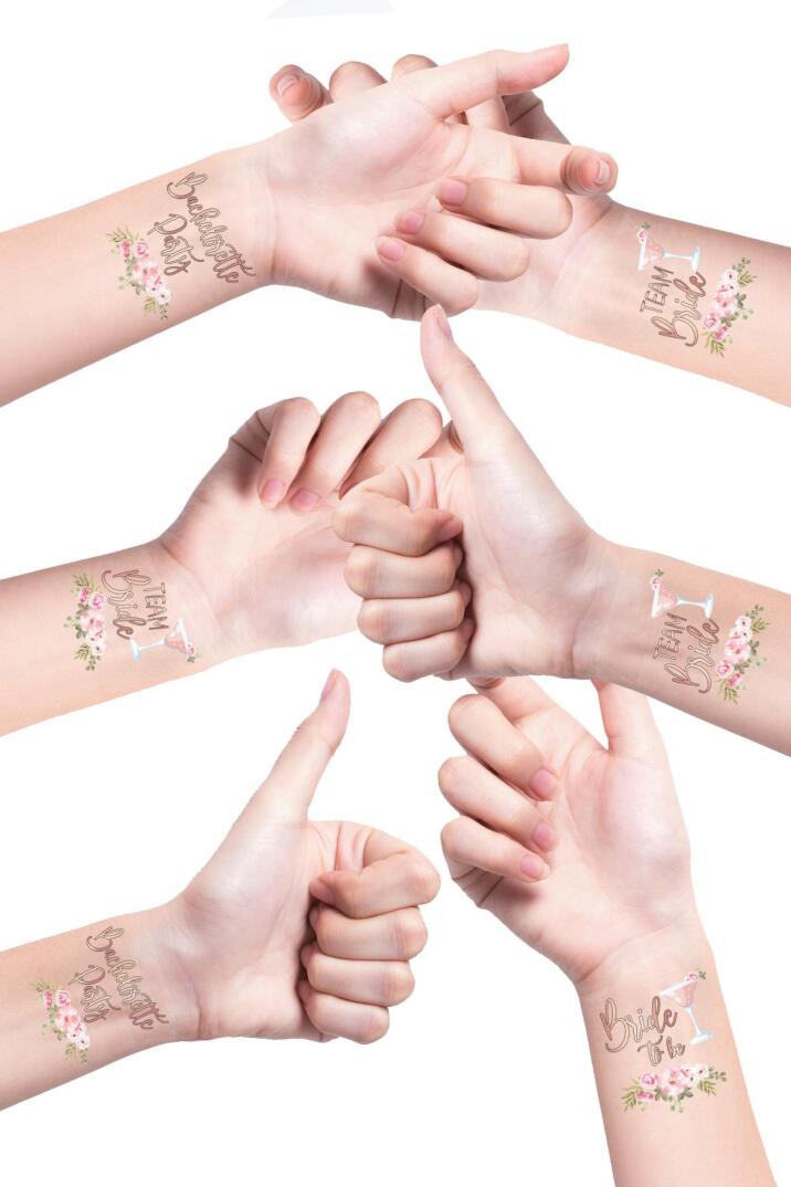 Rose Gold Çiçekli Bekarlığa Veda Gelin Bride Dövme Paketi - 2