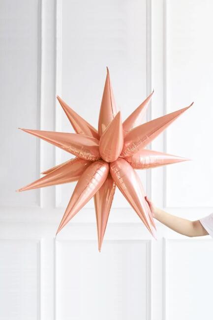 Rose Gold Kutup Yıldızı Folyo Balon Tek Parça Büyük Kutup Yıldız Balon 27inç 70cm - 2