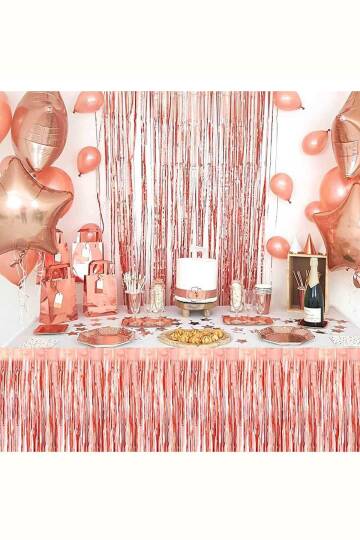Rose Gold Masa Eteği Masa Kenarı Püskül Işıltılı Metalize Rose Gold - 2