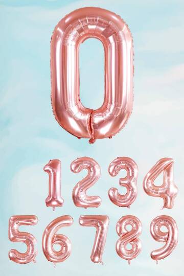 Rose Gold Rakam Folyo Balon Büyük Boy Rose Gold Sayı Balonlar 100cm 40inç - 1