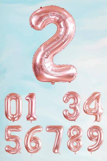 Rose Gold Rakam Folyo Balon Büyük Boy Rose Gold Sayı Balonlar 100cm 40inç - 3