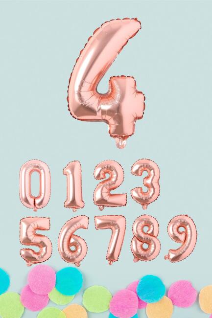 Rose Gold Rakam Folyo Balon Rose Gold Sayı Balonlar 16 inç 40 cm - 5