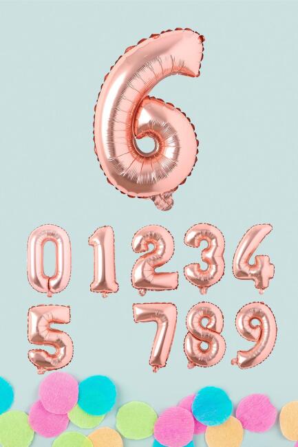 Rose Gold Rakam Folyo Balon Rose Gold Sayı Balonlar 16 inç 40 cm - 7