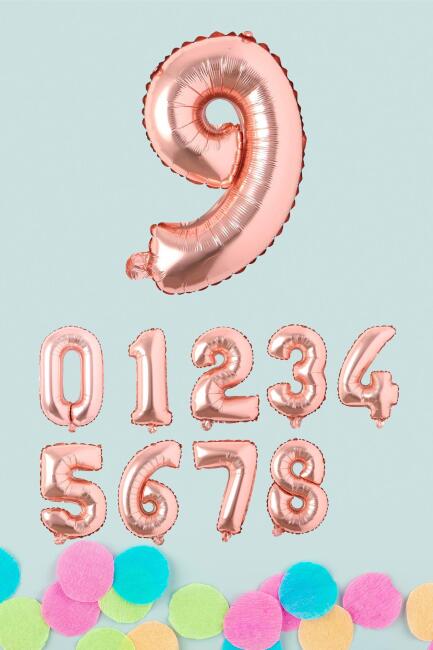 Rose Gold Rakam Folyo Balon Rose Gold Sayı Balonlar 16 inç 40 cm - 10