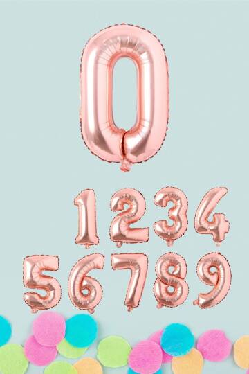 Rose Gold Rakam Folyo Balon Rose Gold Sayı Balonlar 16 inç 40 cm - 1