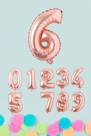 Rose Gold Rakam Folyo Balon Rose Gold Sayı Balonlar 16 inç 40 cm - 7