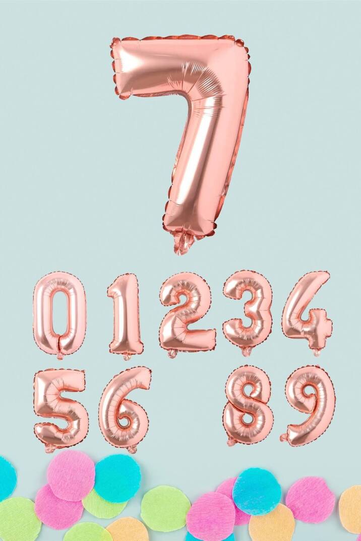 Rose Gold Rakam Folyo Balon Rose Gold Sayı Balonlar 16 inç 40 cm - 8
