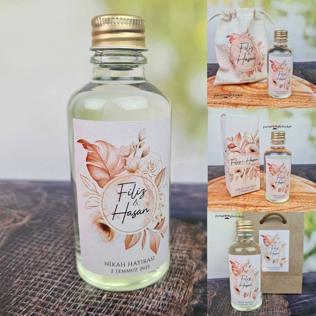 Rose Gold Yapraklı Konsept Kolonya Hediyelik - 1