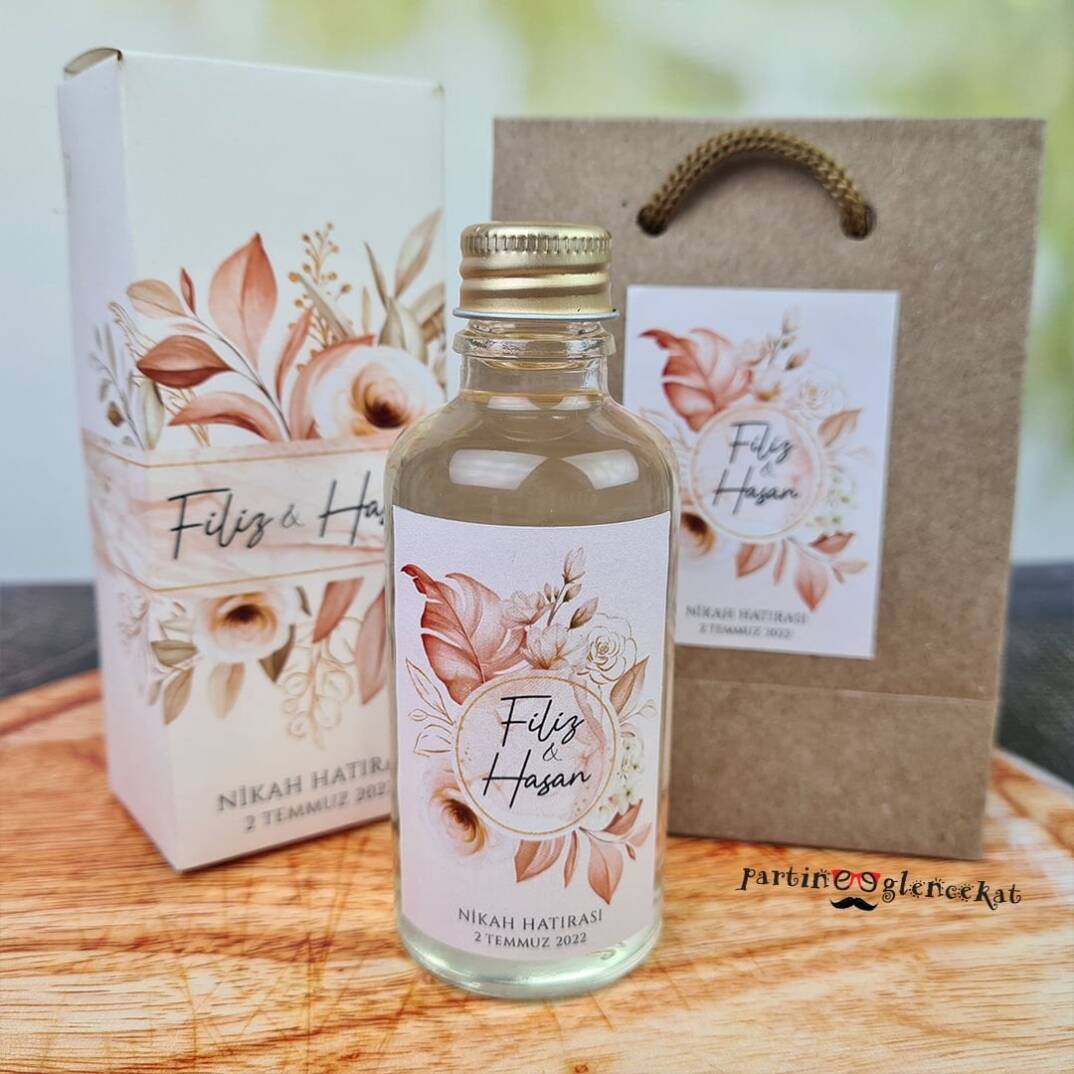 Rose Gold Yapraklı Konsept Kolonya Hediyelik - 4