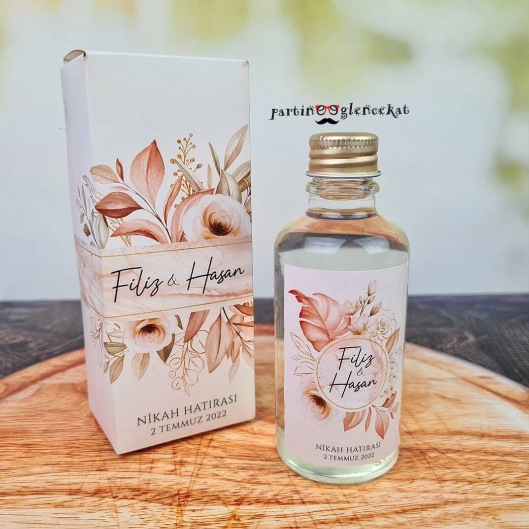 Rose Gold Yapraklı Konsept Kolonya Hediyelik - 5