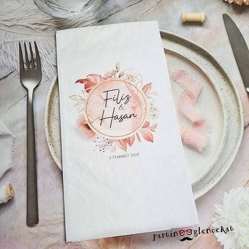 Rose Gold Yapraklı Konsept Peçete - 1