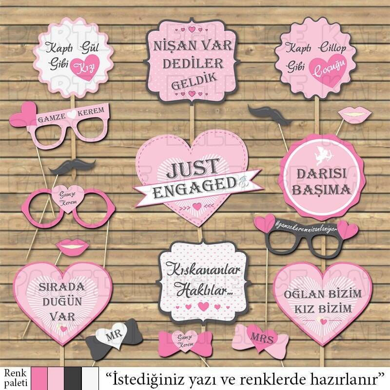 Sade Pembe Konsept Konuşma Balonları Seti - 1