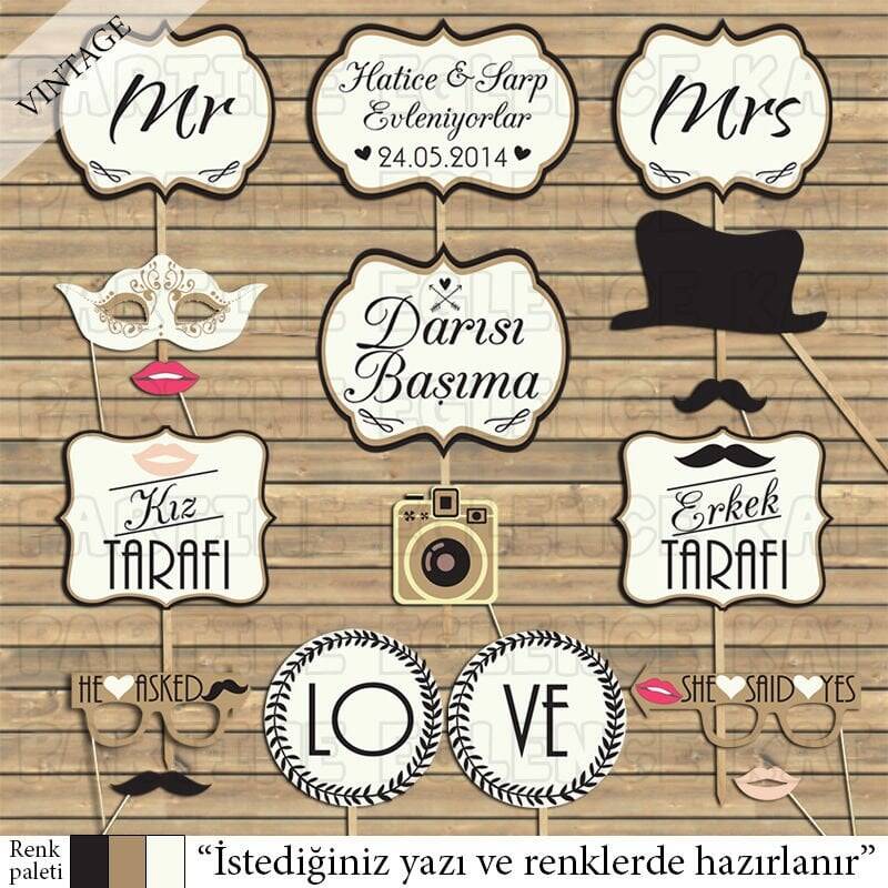 Sade Vintage Konsept Konuşma Balonları Seti - 1