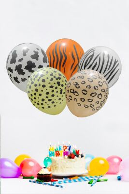 Safari Doğum Günü Parti Seti Balon Zinciri Flama Seti Hayvan Kafa Balonlar - 4