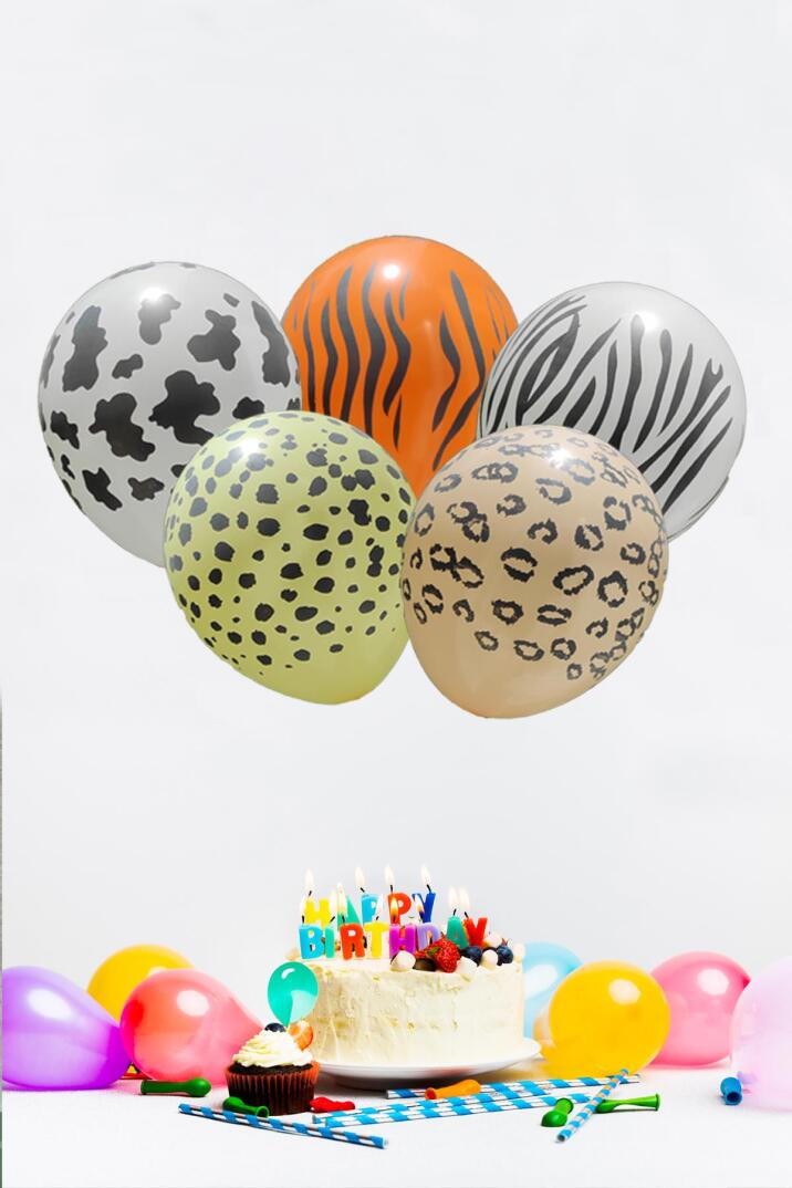 Safari Doğum Günü Parti Seti Balon Zinciri İyi Ki Doğdun Flama Seti Hayvan Kafa Balonlar - 4